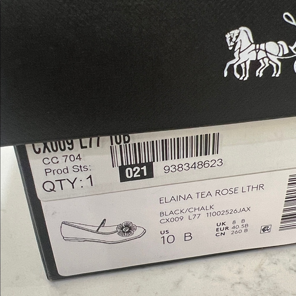 Coach Black Flats with White Floral Accent - Picture 10 of 10